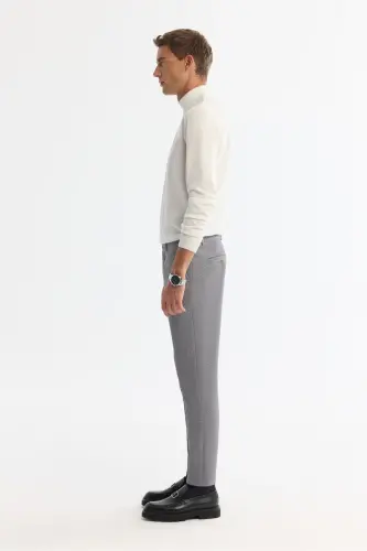 Erkak Kulrang Slim Fit Yon cho'ntakli Fakturali Bi-stretch - AVVA (1)