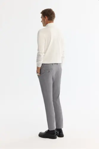 Erkak Kulrang Slim Fit Yon cho'ntakli Fakturali Bi-stretch - 3