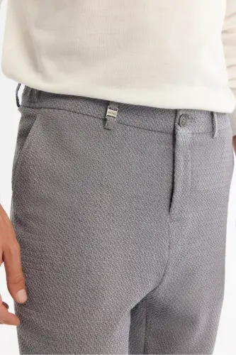 Erkak Kulrang Slim Fit Yon cho'ntakli Fakturali Bi-stretch - 4