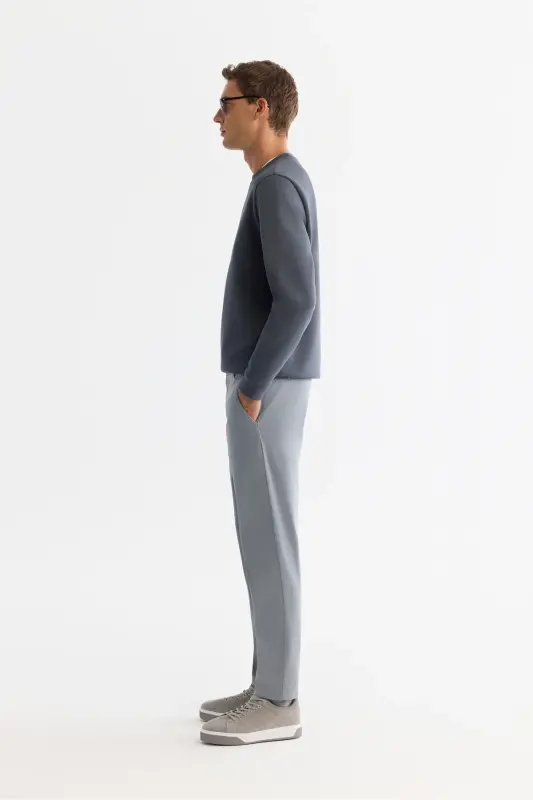 Erkak kulrang Slim Fit yon tomoni elastikli yumshoq tugmali - 2