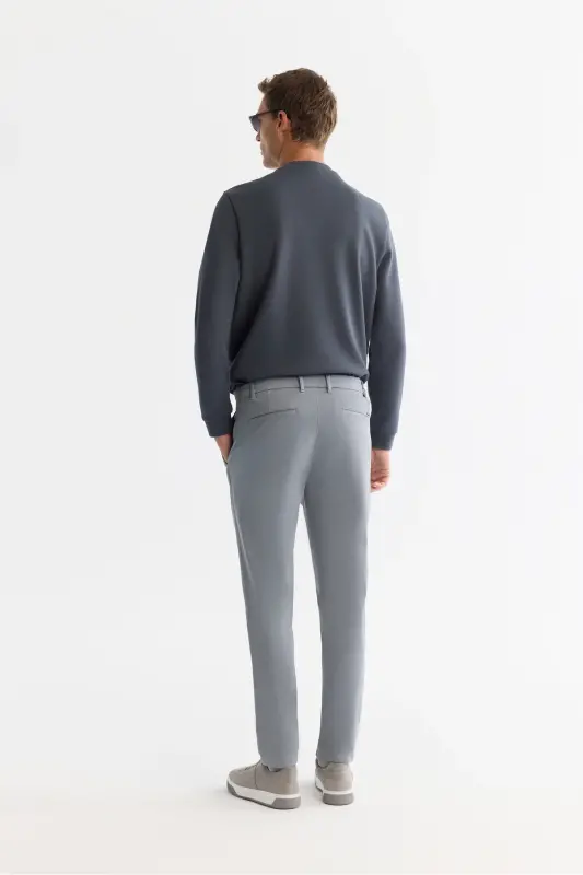 Erkak kulrang Slim Fit yon tomoni elastikli yumshoq tugmali - 3