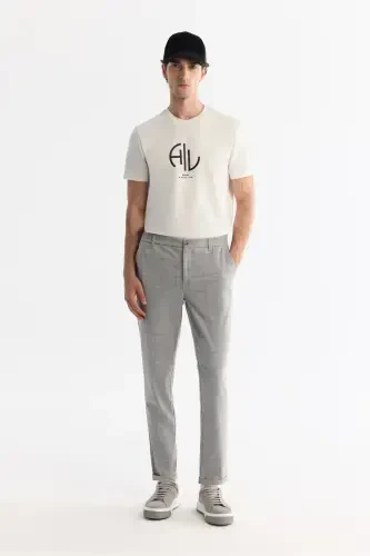 Erkak kulrang Slim Fit yonlari lastikli katakli duble pa - 1