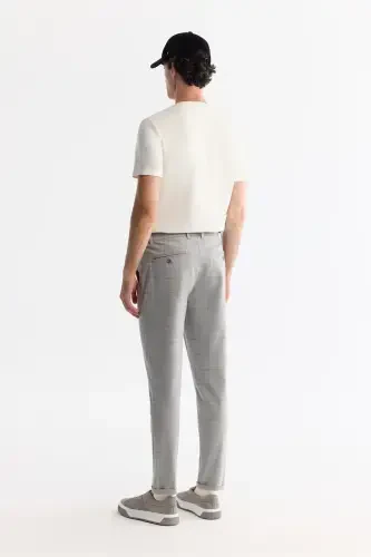 Erkak kulrang Slim Fit yonlari lastikli katakli duble pa - 3