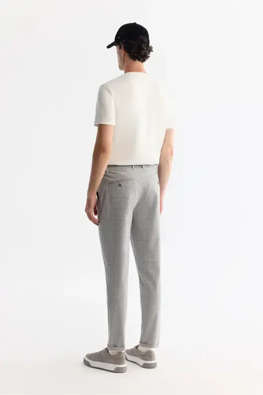 Erkak kulrang Slim Fit yonlari lastikli katakli duble pa - 3