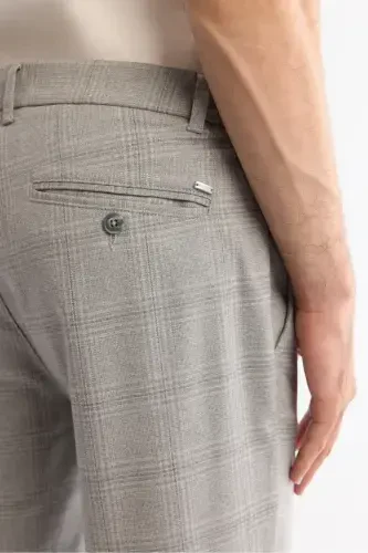 Erkak kulrang Slim Fit yonlari lastikli katakli duble pa - 5