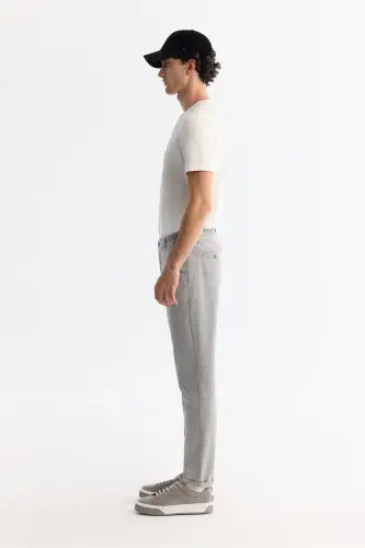 Erkak kulrang Slim Fit yonlari lastikli katakli duble pa - 2