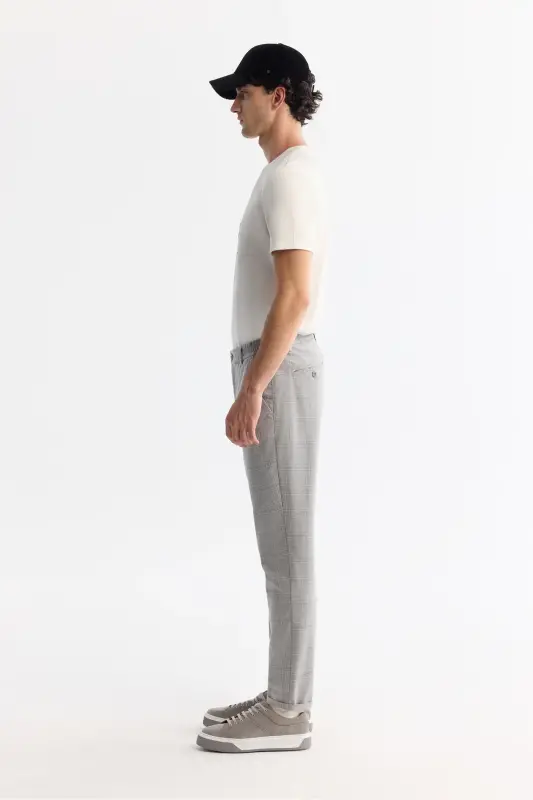 Erkak kulrang Slim Fit yonlari lastikli katakli duble pa - 2