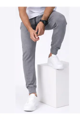 Erkak kulrang sport shim jogging tor paxta slim fit - Antratsit - 2