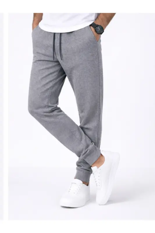 Erkak kulrang sport shim jogging tor paxta slim fit - Antratsit - 4