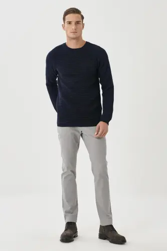 Erkak Kulrang Tizzasi Chiqmaydigan Slim Fit Tor Bichimli Yon Cho'ntakli Paxtali Elastik Chino Shim - Kulrang2 - 4