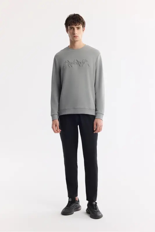 Erkak kulrang velosiped yoqali oldi gofre bosmali yumshoq teginish - 5
