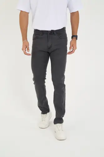 Erkak Likrali Denim Regular Fit Jins-Ochiq Kulrang - 1