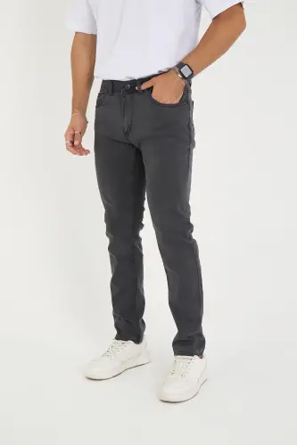 Erkak Likrali Denim Regular Fit Jins-Ochiq Kulrang - 3
