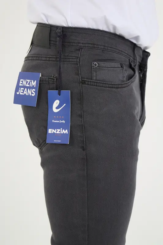 Erkak Likrali Denim Regular Fit Jins-Ochiq Kulrang - 5