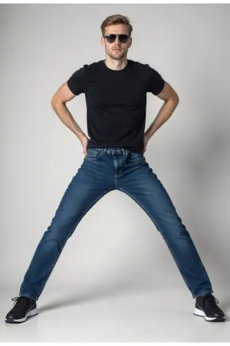 Erkak Likrali Denim Regular Fit Jins - Ochiq Moviy - 3