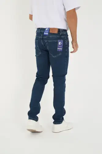 Erkak Likrali Denim Regular Fit Jins-Tirnoqsiz Moviy - 6