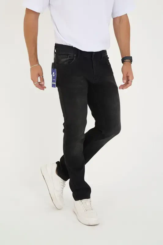 Erkak Likrali Denim Regular Fit Jins-Tutun rang - ENZİM JEANS