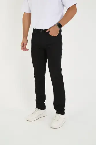 Erkak Likrali Denim Regular Fit Jinslar-Qora - ENZİM JEANS (1)