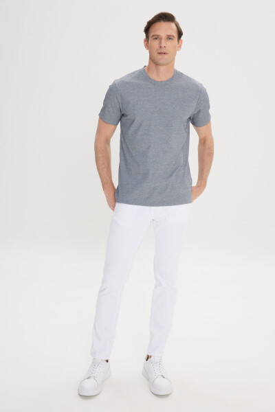 Erkak Moviy Slim Fit Tor Kesimli Velosiped Yoqali Paxta - ALTINYILDIZ CLASSICS (1)