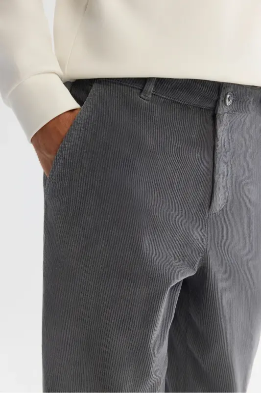 Erkak Neft Mavi Bo'sh Fit Klassik Bel Qalin Fit - 5