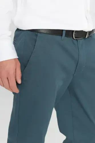 Erkak neft Slim Fit tor kesimli yon cho'ntak paxtalik elastik chino shim - neft - 6