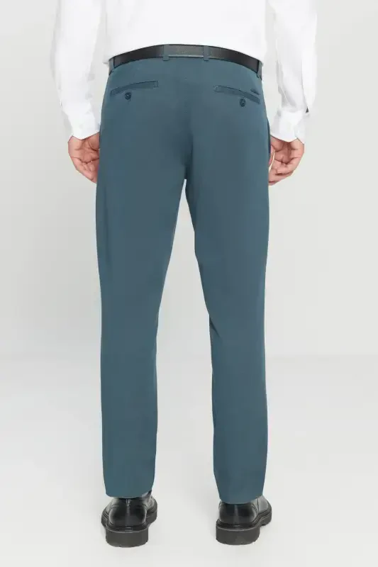 Erkak neft Slim Fit tor kesimli yon cho'ntak paxtalik elastik chino shim - neft - 8