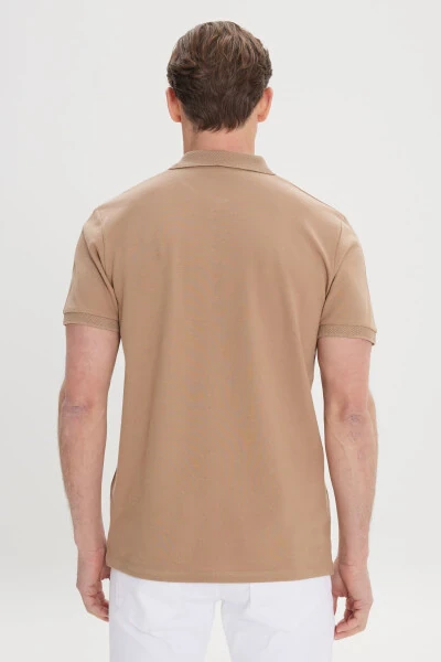 Erkak norka 100% paxta buruşmaydigan pike polo yoqali slim fit tor kesimli futbolka - 5