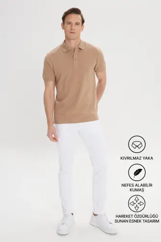 Erkak norka 100% paxta buruşmaydigan pike polo yoqali slim fit tor kesimli futbolka - ALTINYILDIZ CLASSICS (1)
