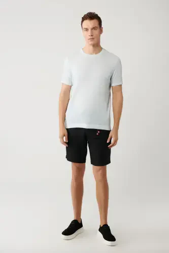 Erkak, och ko'k, velosiped yoqali, garment dyed futbolka A41y5074-Och ko'k - 5