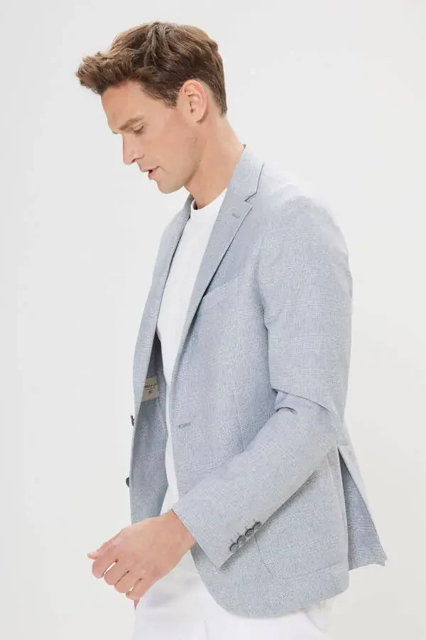 Erkak och kulrang-ko'k 360° ga cho'ziluvchan slim fit tor kesim - 4