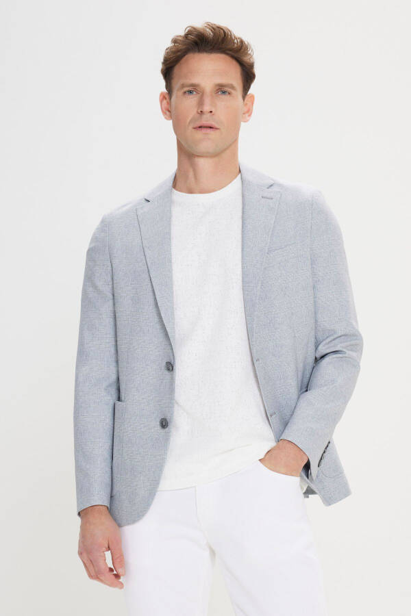 Erkak och kulrang-ko'k 360° ga cho'ziluvchan slim fit tor kesim - 3