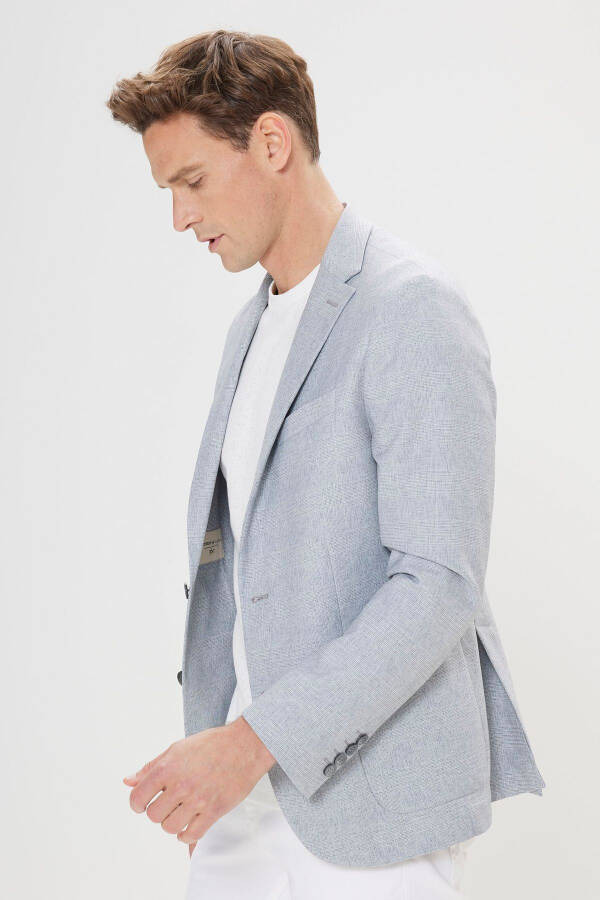 Erkak och kulrang-ko'k 360° ga cho'ziluvchan slim fit tor kesim - 4