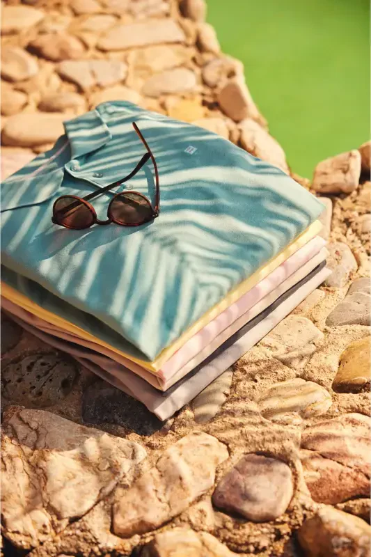 Erkak ochiq ko'k asosiy paxtalik polo yoqali futbolka E001004-Ochiq ko'k - 6