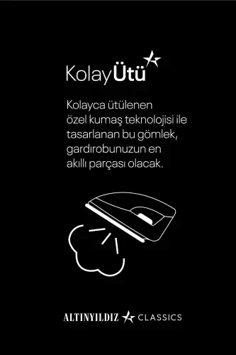 Erkak, ochiq ko'k, dazmollash oson, non-iron, slim fit, tor bichimli, klassik yoqali paxta ko'ylak - ochiq ko'k - 3