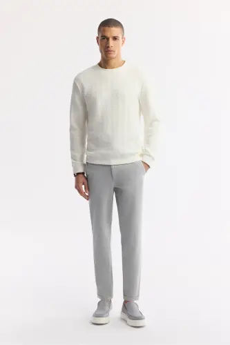 Erkak Ochiq kulrang Slim Fit Beli Lastikli Bi Stretch C - 6