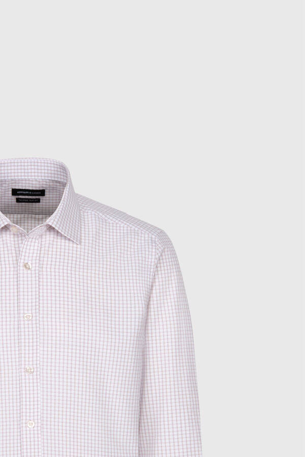 Erkak Oq-Bej Paxtalik Oxford Slim Fit Tor Kesimli Klassik Yoqali Armürli Ko'ylak - 7
