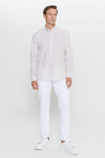 Erkak oq-bej Slim Fit tor kesimli tugmali yoqa %1 - ALTINYILDIZ CLASSICS (1)