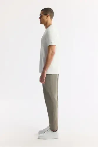 Erkak Oq Bisiklet Yaka Jakarli T-Shirt A41Y1167-Oq - 3