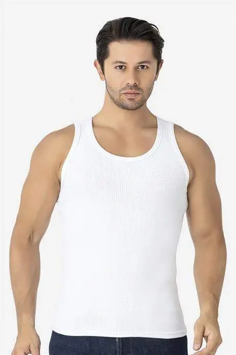 Erkak oq fitilli atlet paxtalik likrali kashkorset halter yaka slim fit atlet - BÜYÜKBEDENIZ