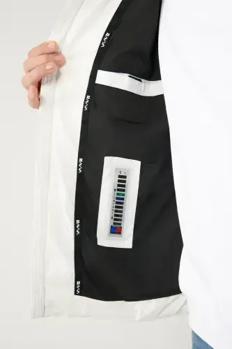 Erkak oq g'oz patidan suv o'tkazmaydigan shamol o'tkazmaydigan termometrli kapüşonli shishirilgan kurtka A32y6017-Oq - 6