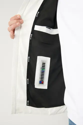 Erkak oq g'oz patidan suv o'tkazmaydigan shamol o'tkazmaydigan termometrli kapüşonli shishirilgan kurtka A32y6017-Oq - 6