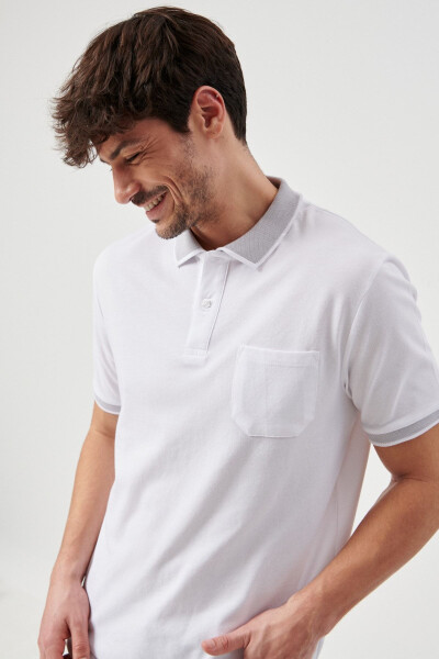 Erkak oq-oq Comfort Fit Qulay Kesimli Polo Yoqali Futbolka - 3
