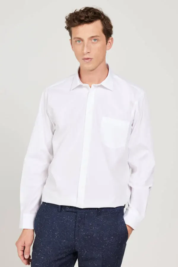 Erkak Oq Oson Dazmollanadigan Comfort Fit Keng - 1