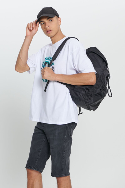 Erkak Oq Real Madrid Litsenziyali Katta O'lchamli Bo'sh Fit 100% Paxta Velosiped Yoqali Futbolka - 13
