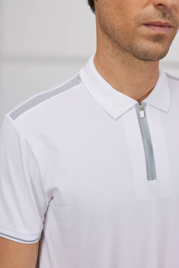 Erkak oq Slim Fit tor kesimli polo yoqali paxtali K - 4