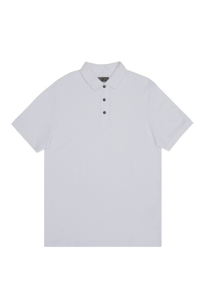 Erkak Oq Slim Fit Tor Kiyimli Velosiped Yoqali Jakar - 6