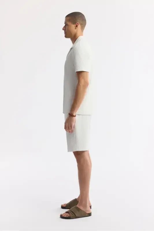 Erkak oqish regular fit jakardli apaj yoqali qisqa qol - 3