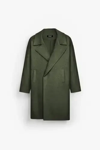Erkak Oversize Kaşmir Palto Xaki-Xaki - 2
