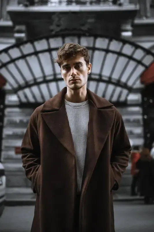 Erkak Oversize Kaşmir пальтоси кофе-кофе - 1