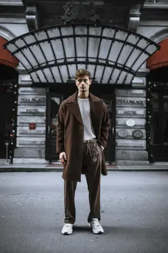 Erkak Oversize Kaşmir пальтоси кофе-кофе - ABLUKAONLINE (1)